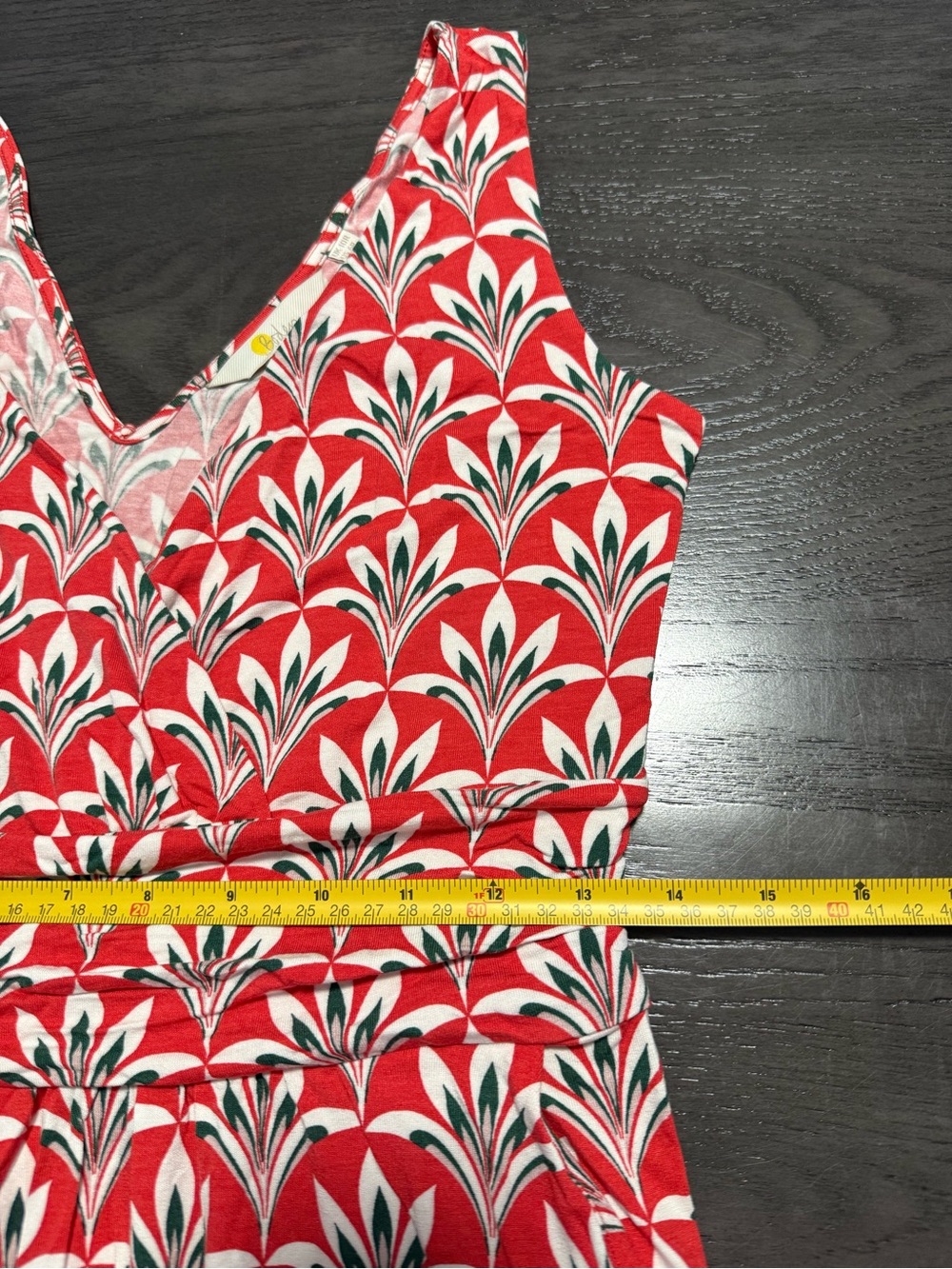 Boden Red White Print Faux Wrap V-Neckline Sleeveless Jersey Dress Size 6R - Picture 7 of 11